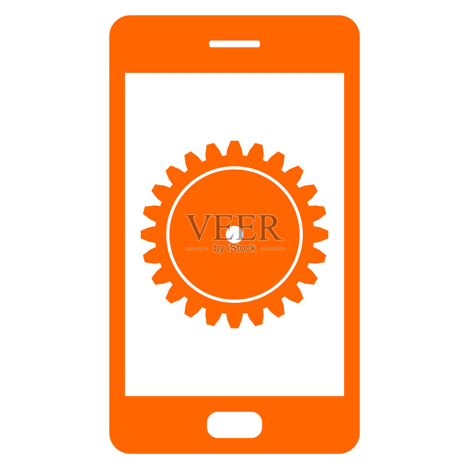 齿轮和智能手机插画图片素材