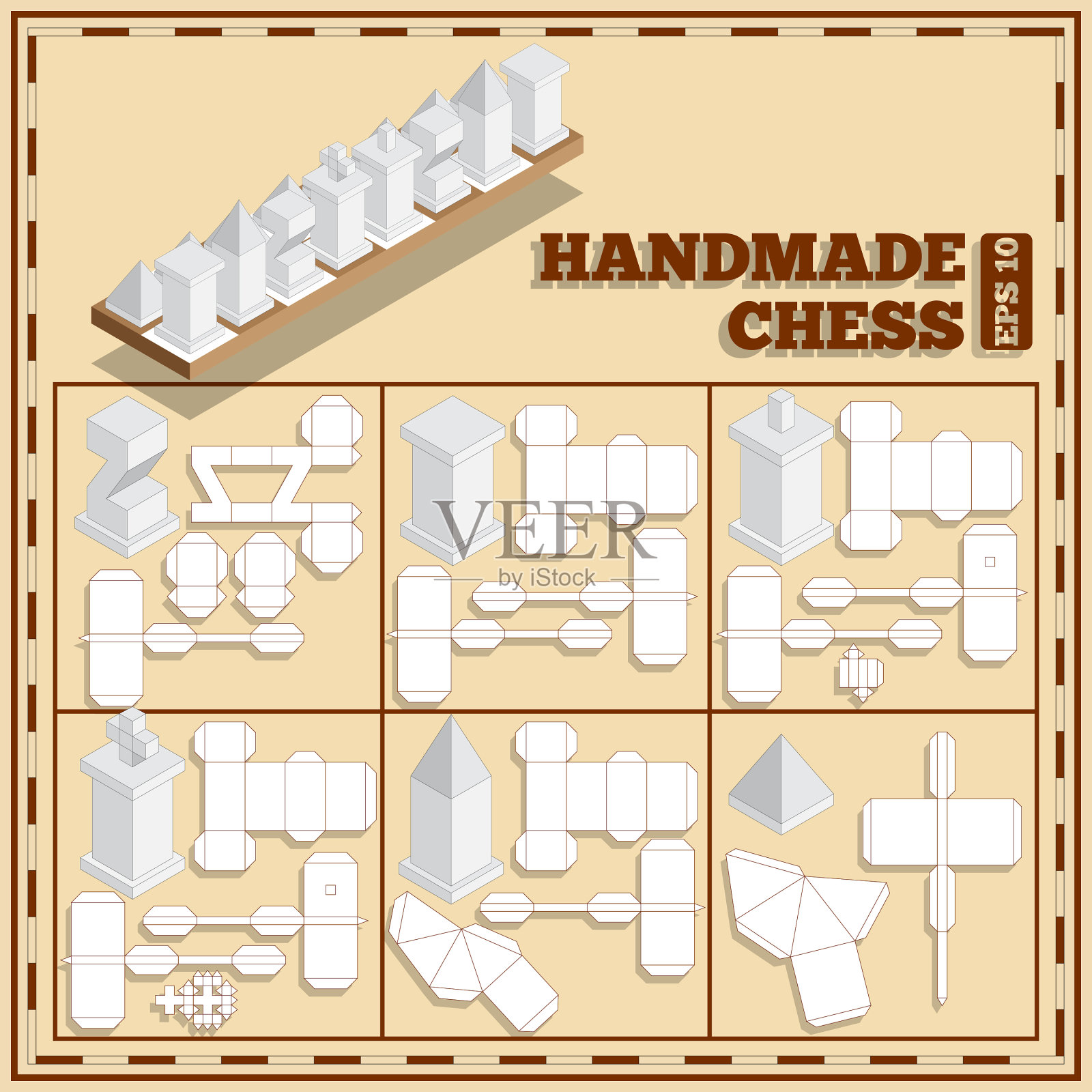 手工制作的象棋插画图片素材