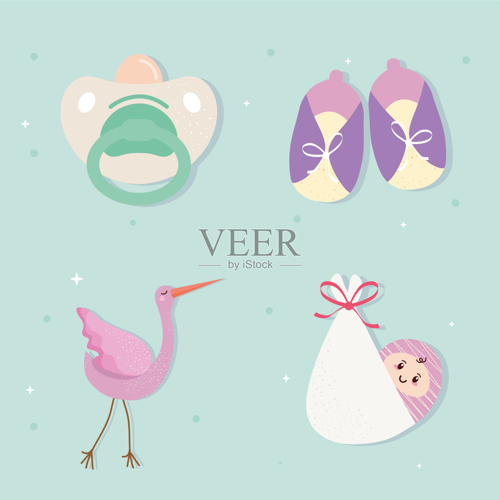 捆绑四个淋浴庆祝集图标设计元素图片