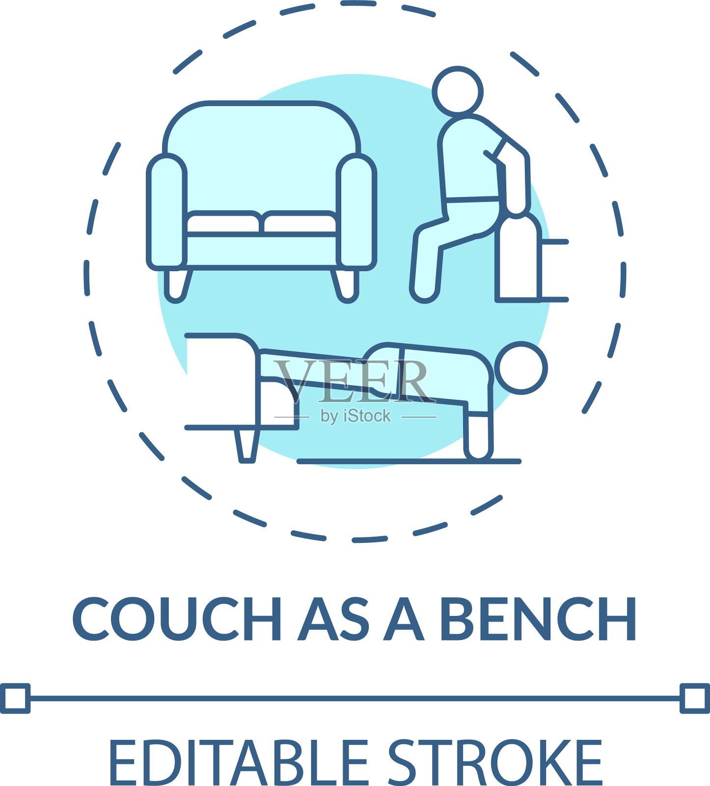 沙发作为长椅的概念图标插画图片素材