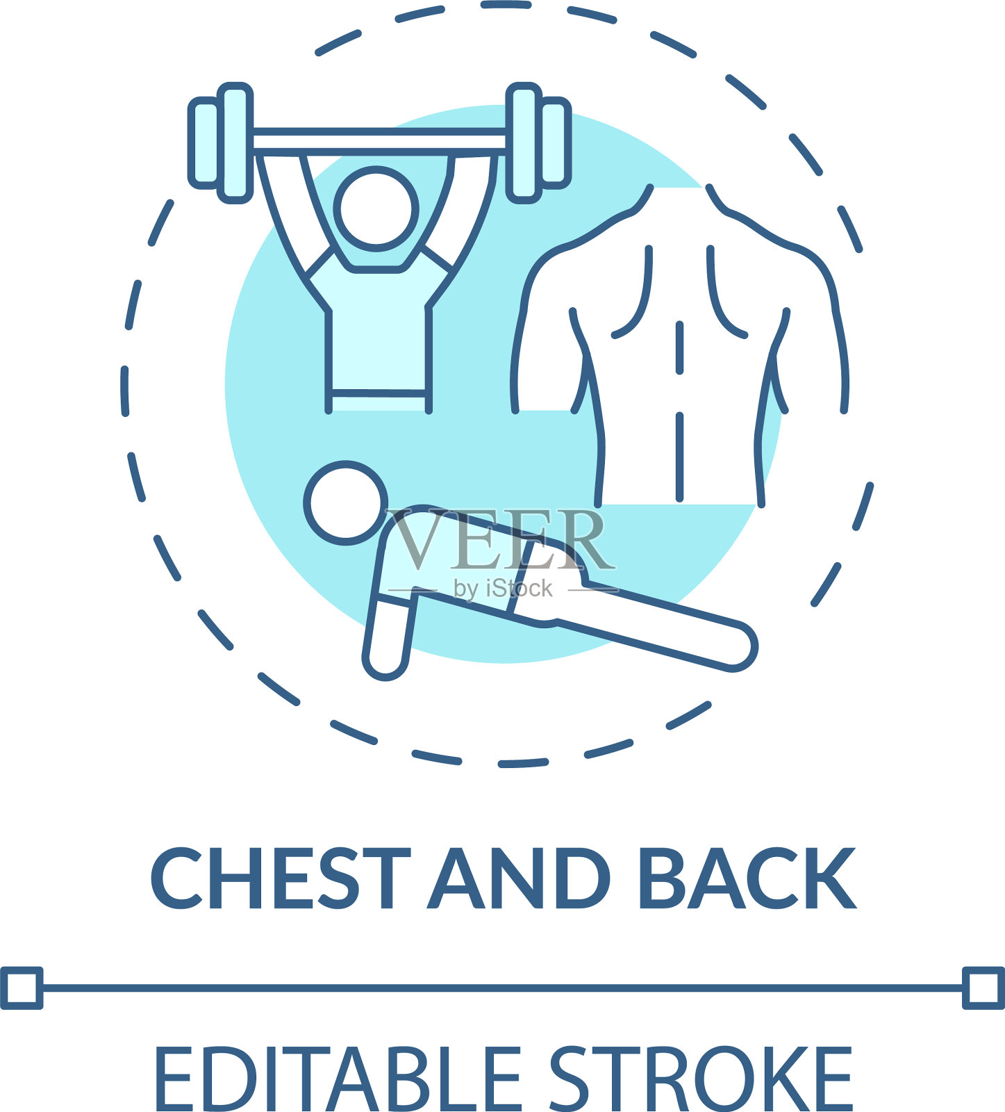 胸部和背部的概念图标插画图片素材