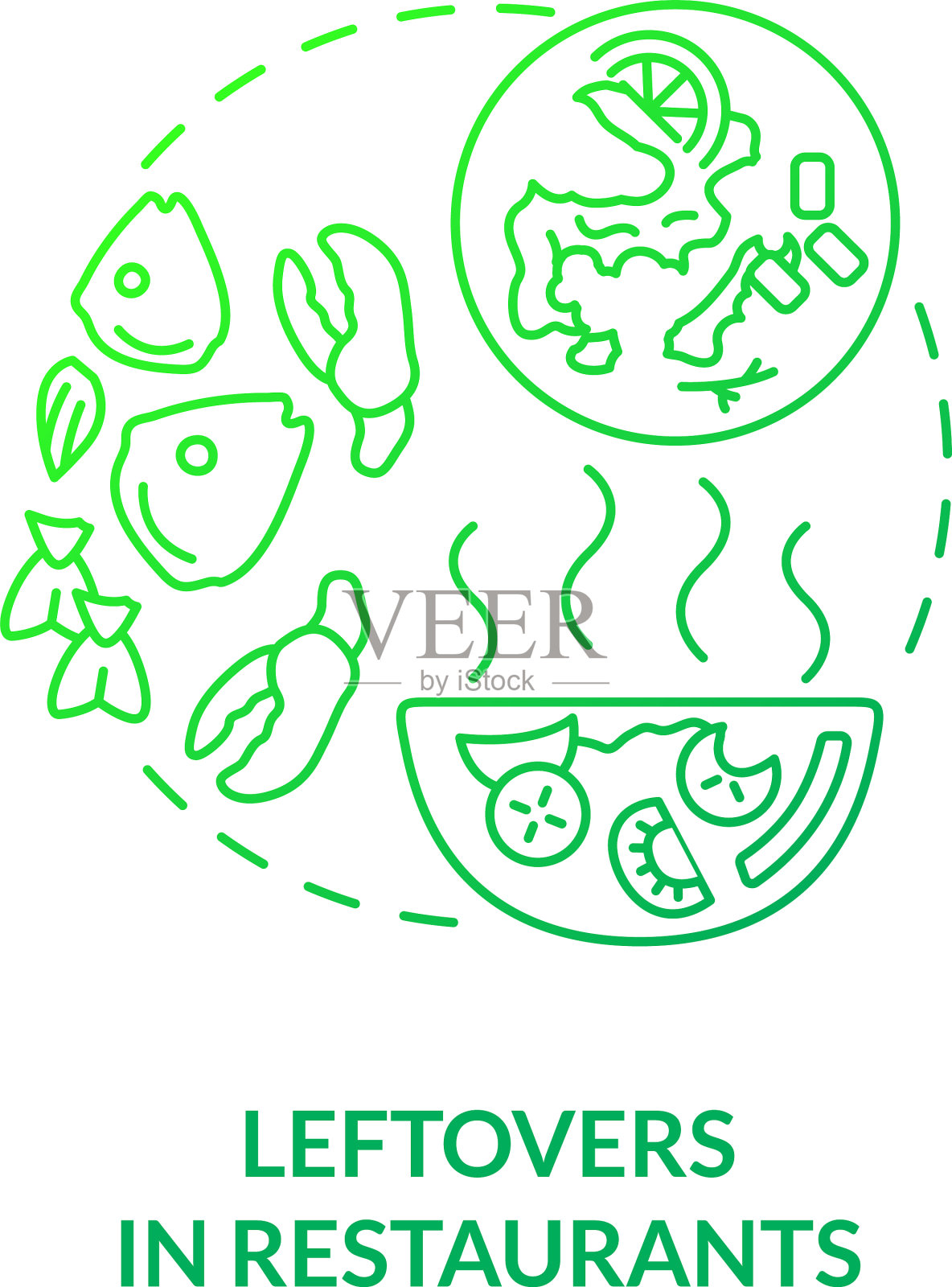 剩饭在餐厅的概念图标插画图片素材