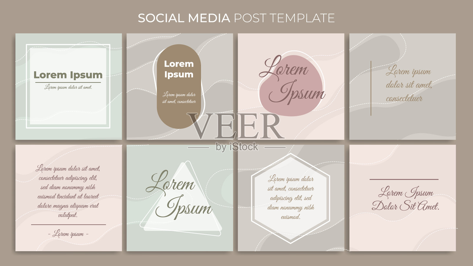 将社交媒体上的帖子模板设置为女性化插画图片素材