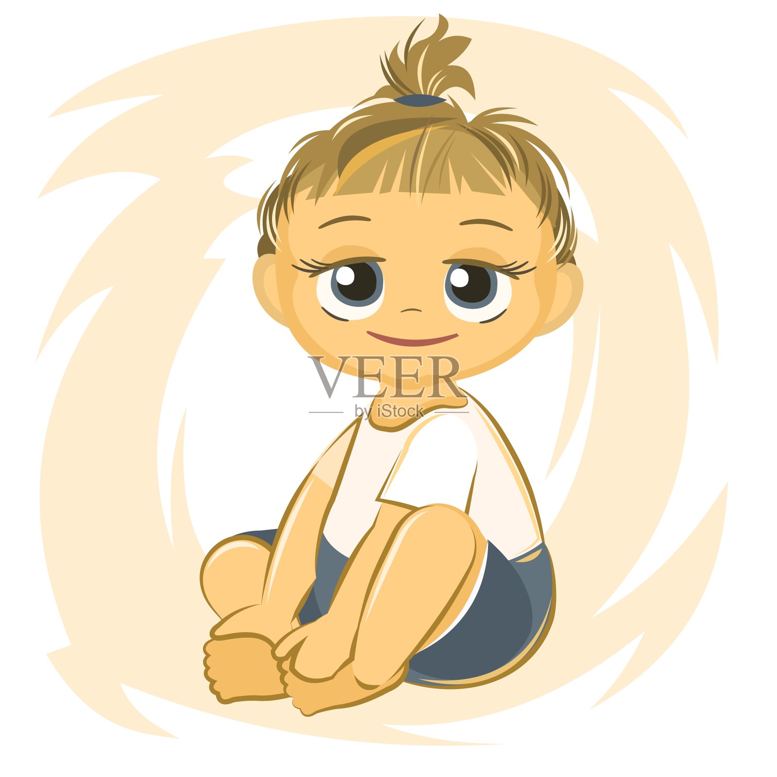 小的孩子。女孩。沉溺于玩。在白色背景上孤立的物体。欢快有趣。漫画平面风格。幼儿园的年龄。童年的向量。设计元素图片