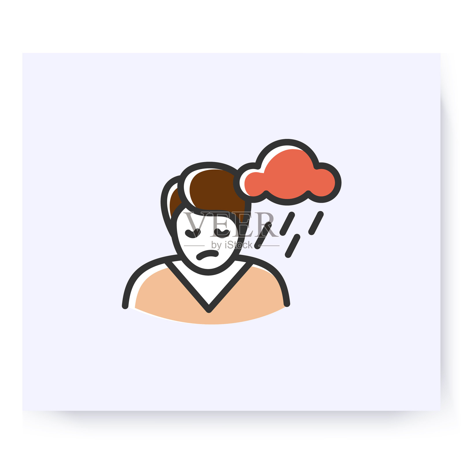 抑郁症的彩色图标插画图片素材