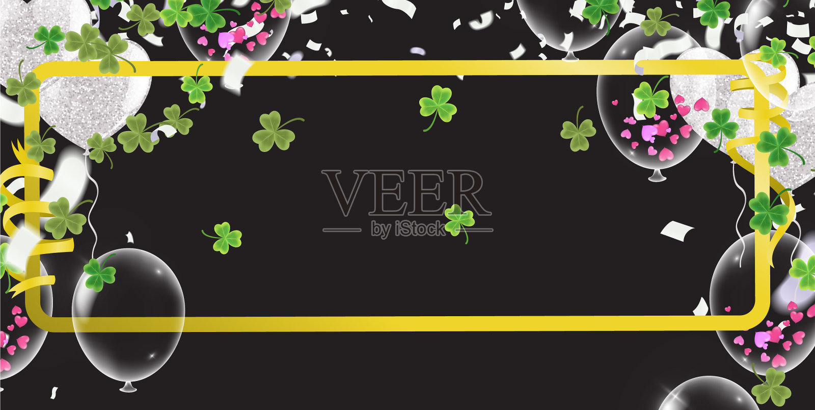 圣帕特里克节边界用绿四和插画图片素材