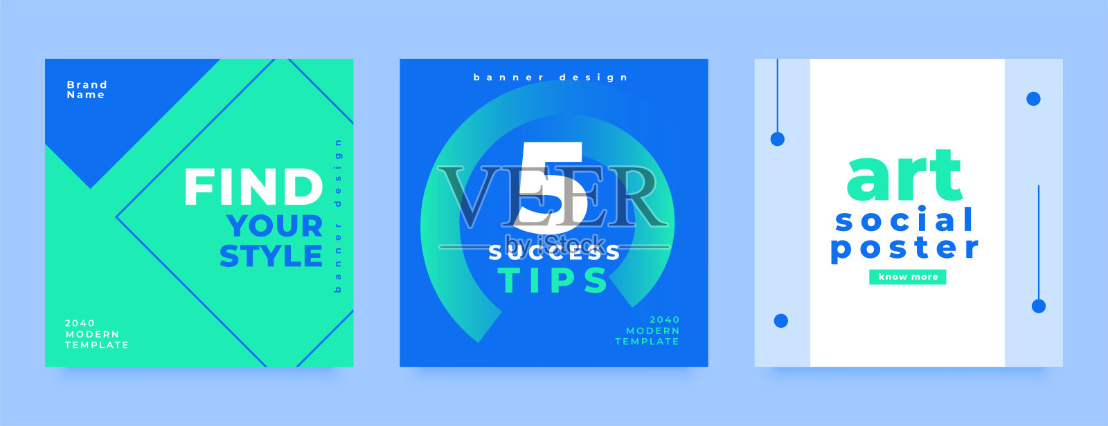 社交媒体上的帖子收集，简约风格的设计设计模板素材