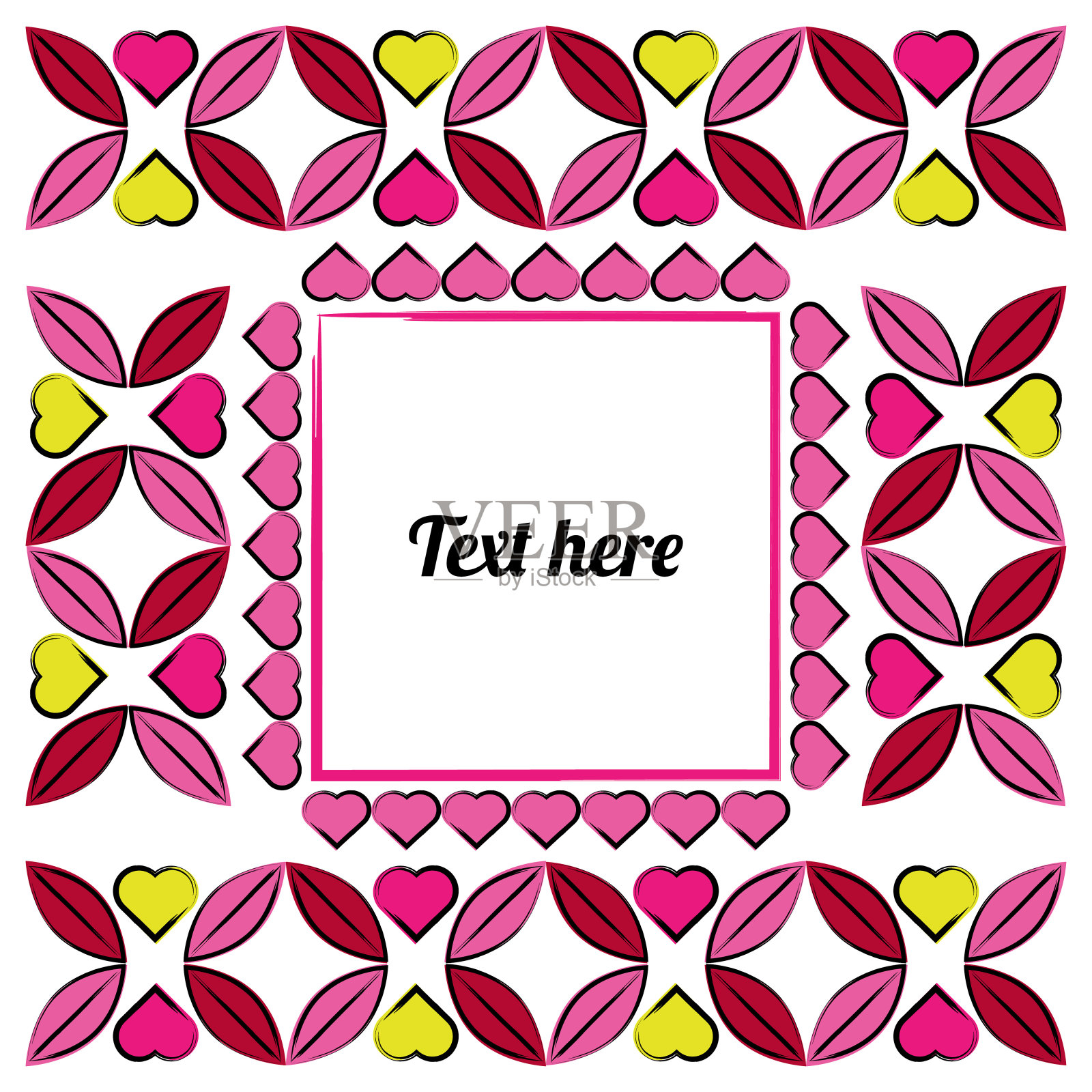 明信片与树叶与钢笔和墨水画在一张白纸上。插画图片素材