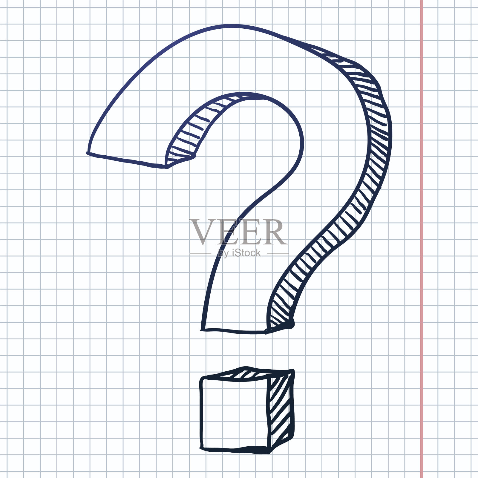 蓝色素描问号插画图片素材