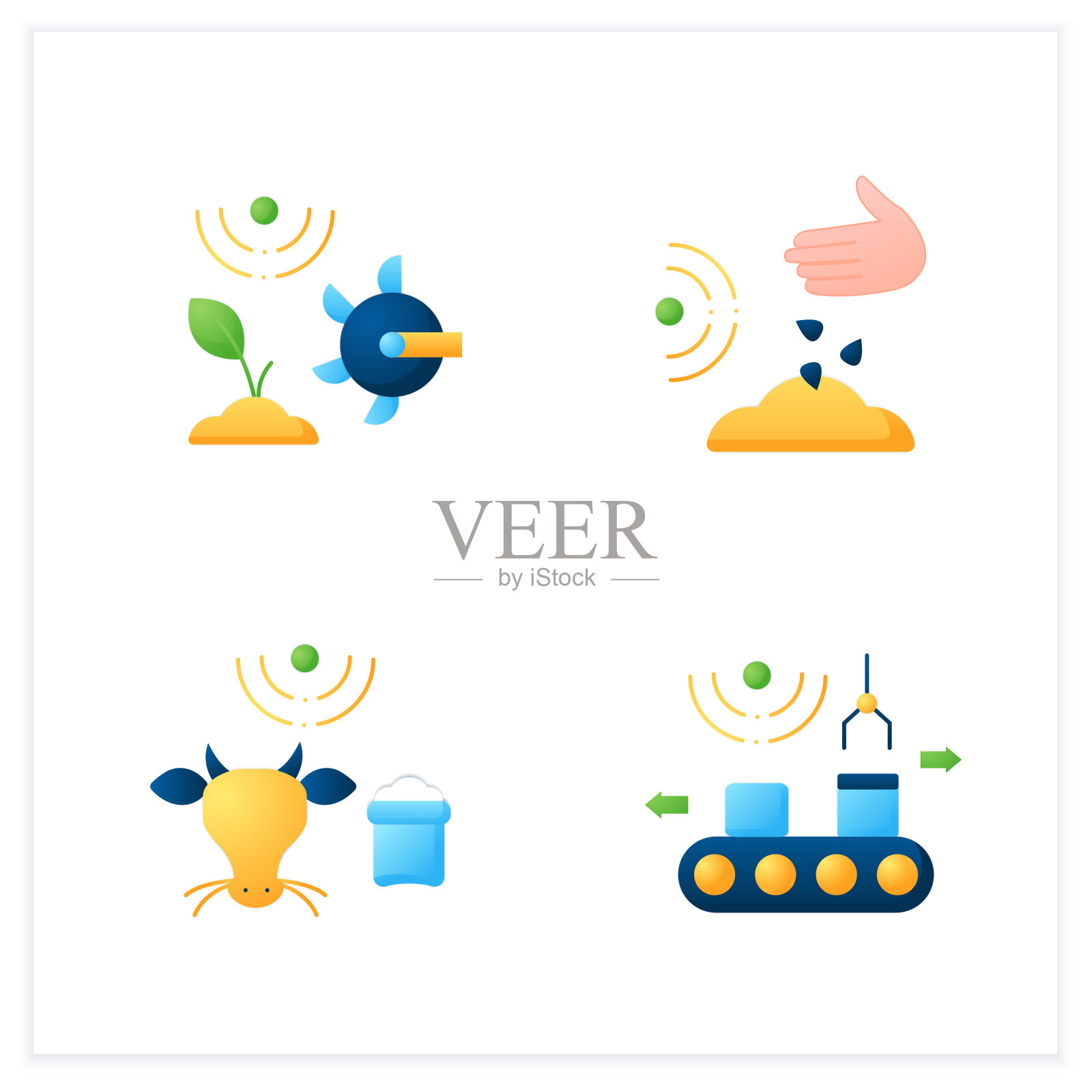 智能农场平面图标集图标素材