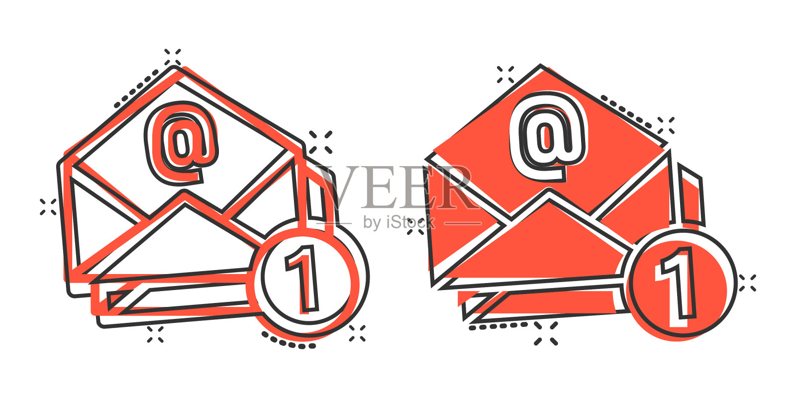 电子邮件消息图标在漫画风格的邮件文档图标素材