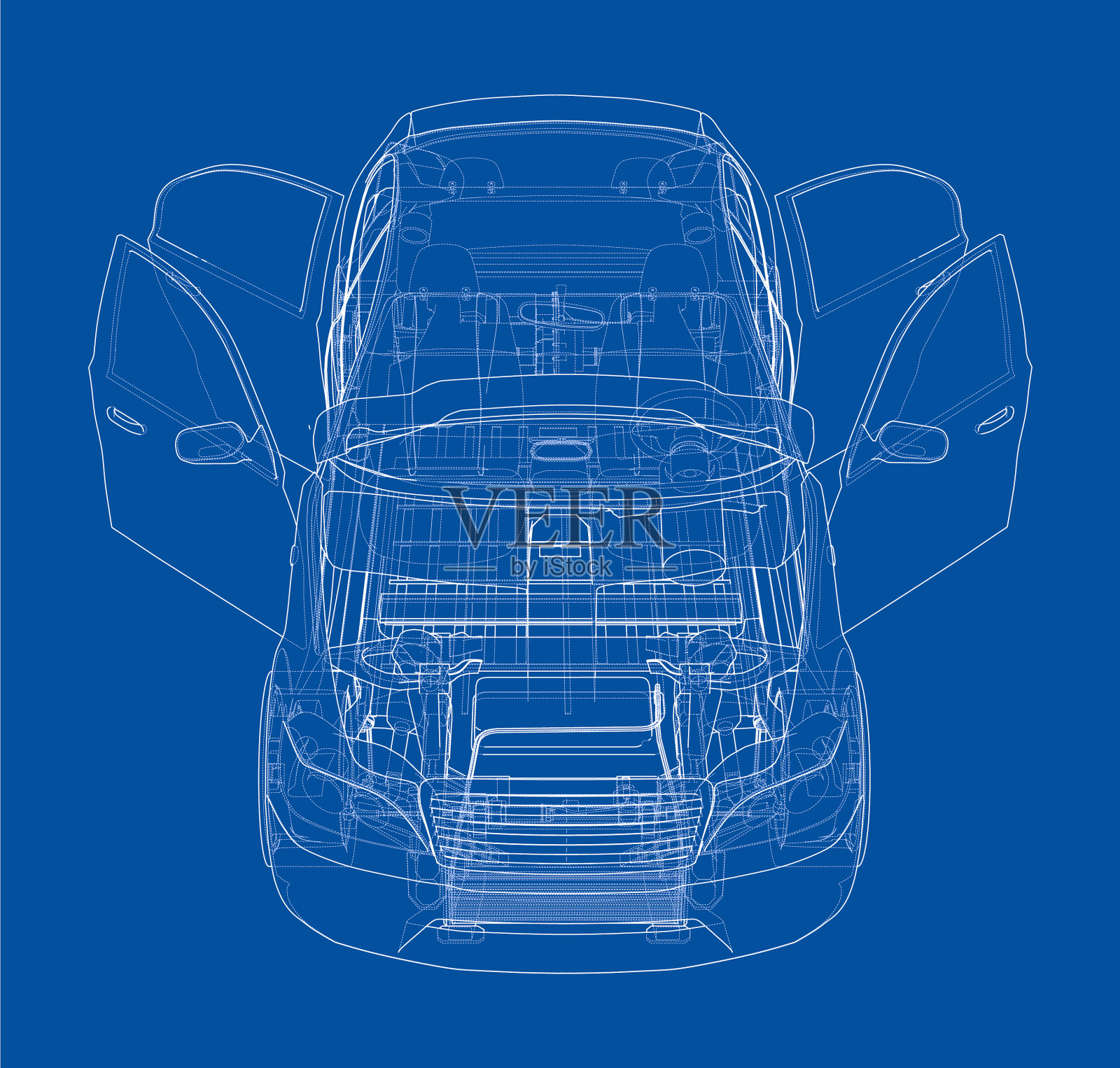 电动汽车与底盘渲染3d插画图片素材