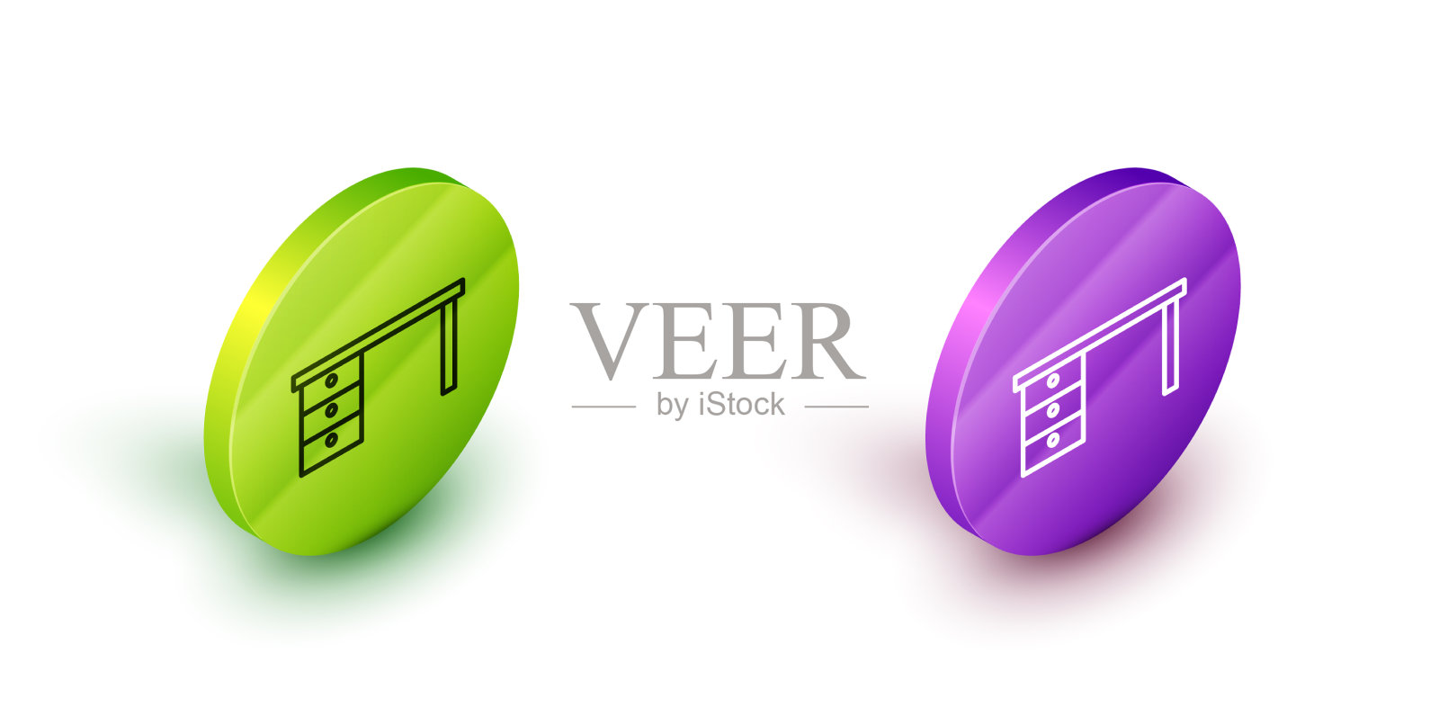 等距线办公桌图标孤立在白色图标素材