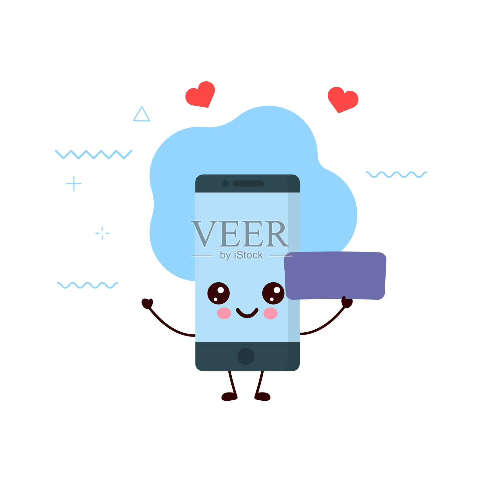 智能手机拿着空标志插画图片素材