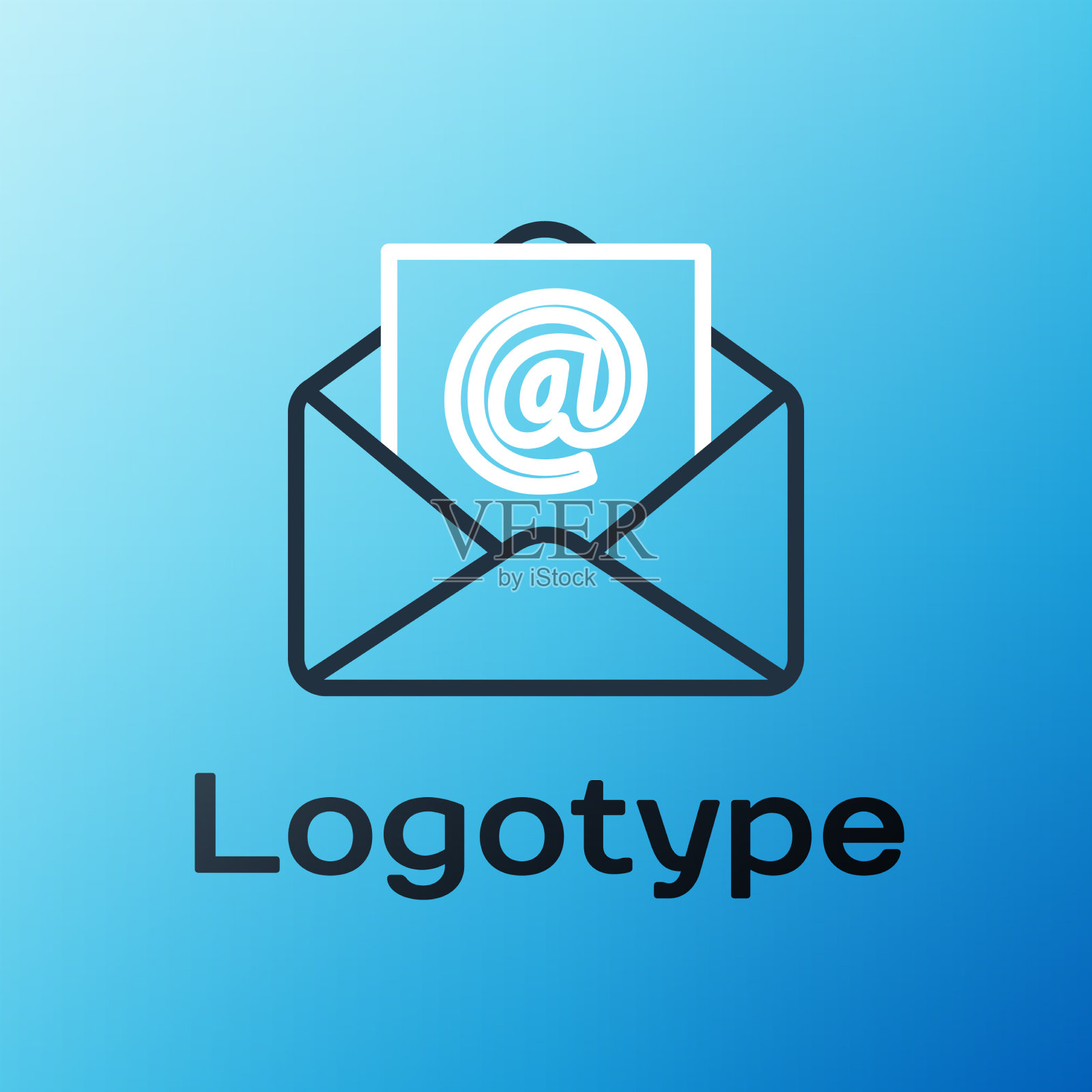 线路邮件和电子邮件图标隔离在蓝色图标素材