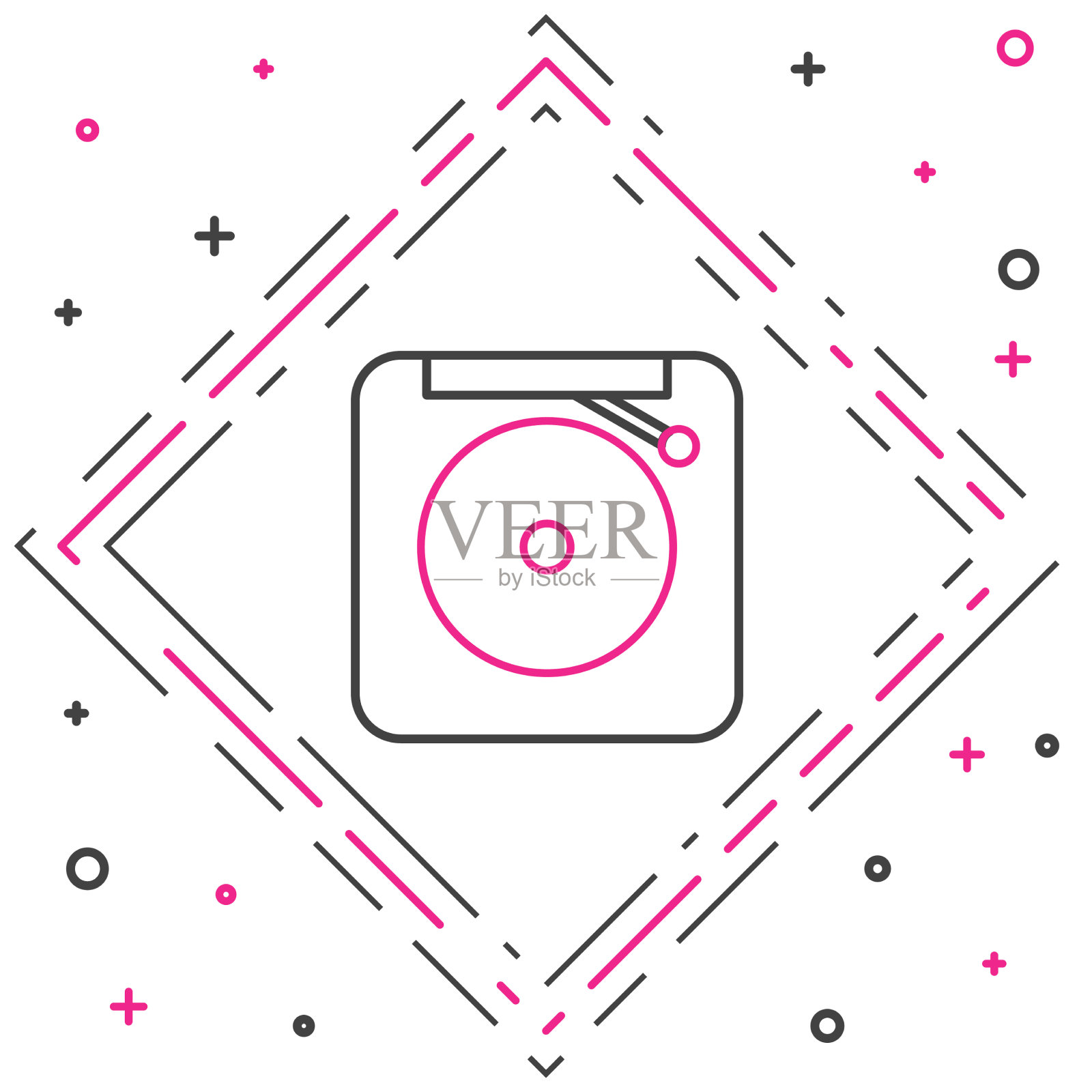 线路铃声警报图标隔离在白色插画图片素材