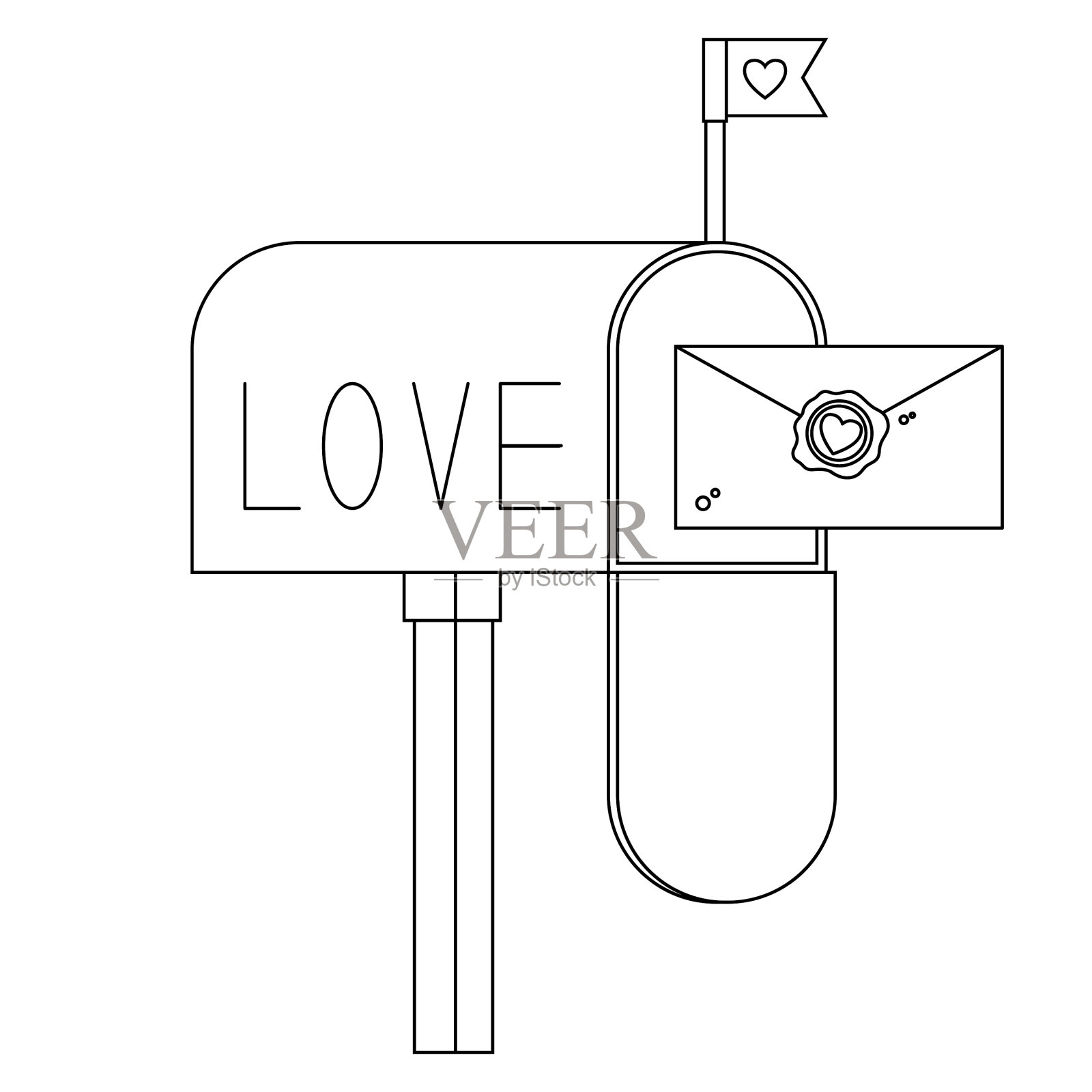 邮筒用美丽的形象一行信设计元素图片