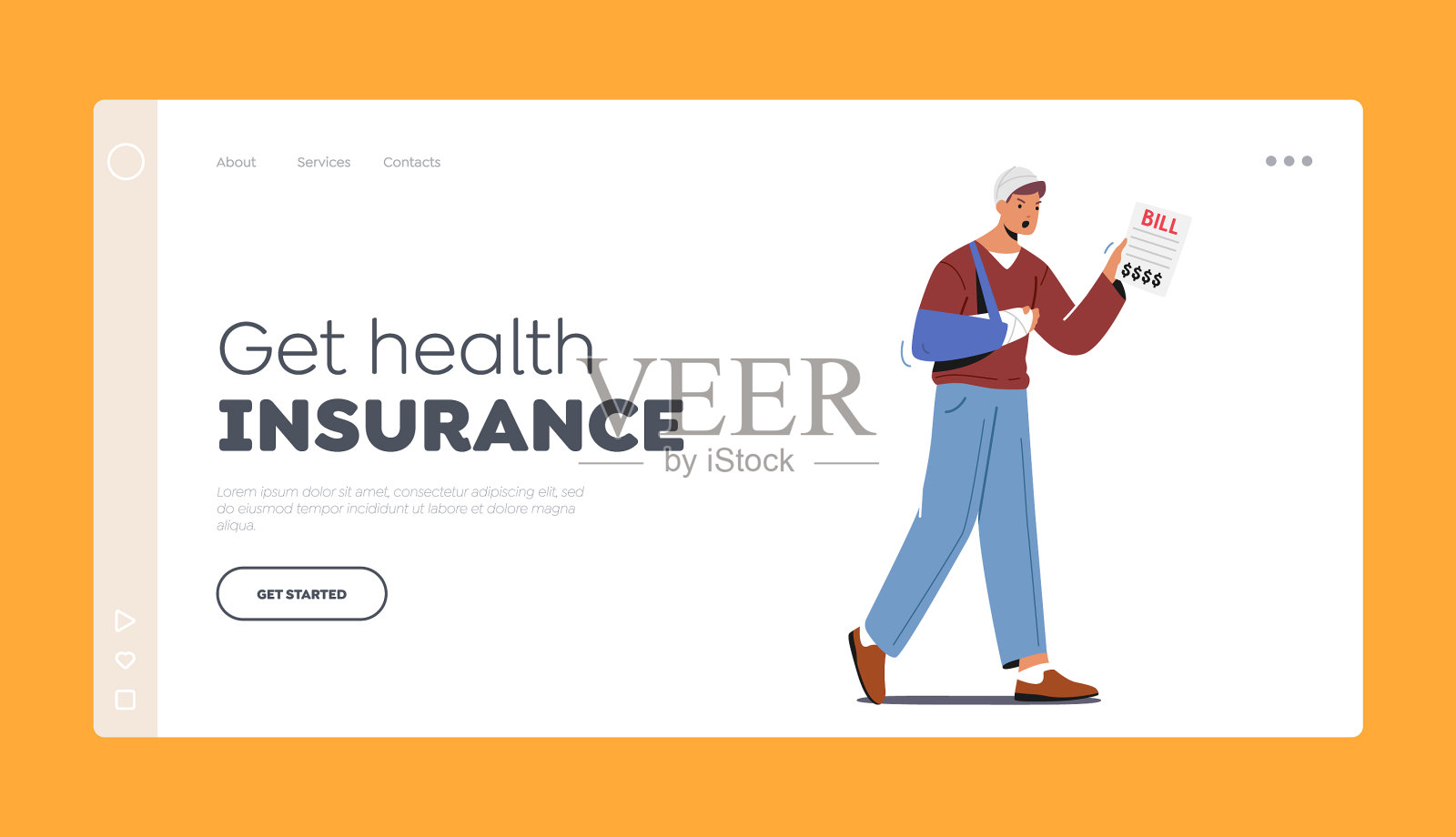 心烦意乱的男主人公震惊于医药服务插画图片素材