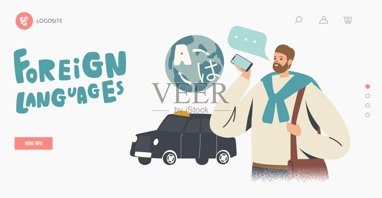 外语在线翻译服务落地插画图片素材