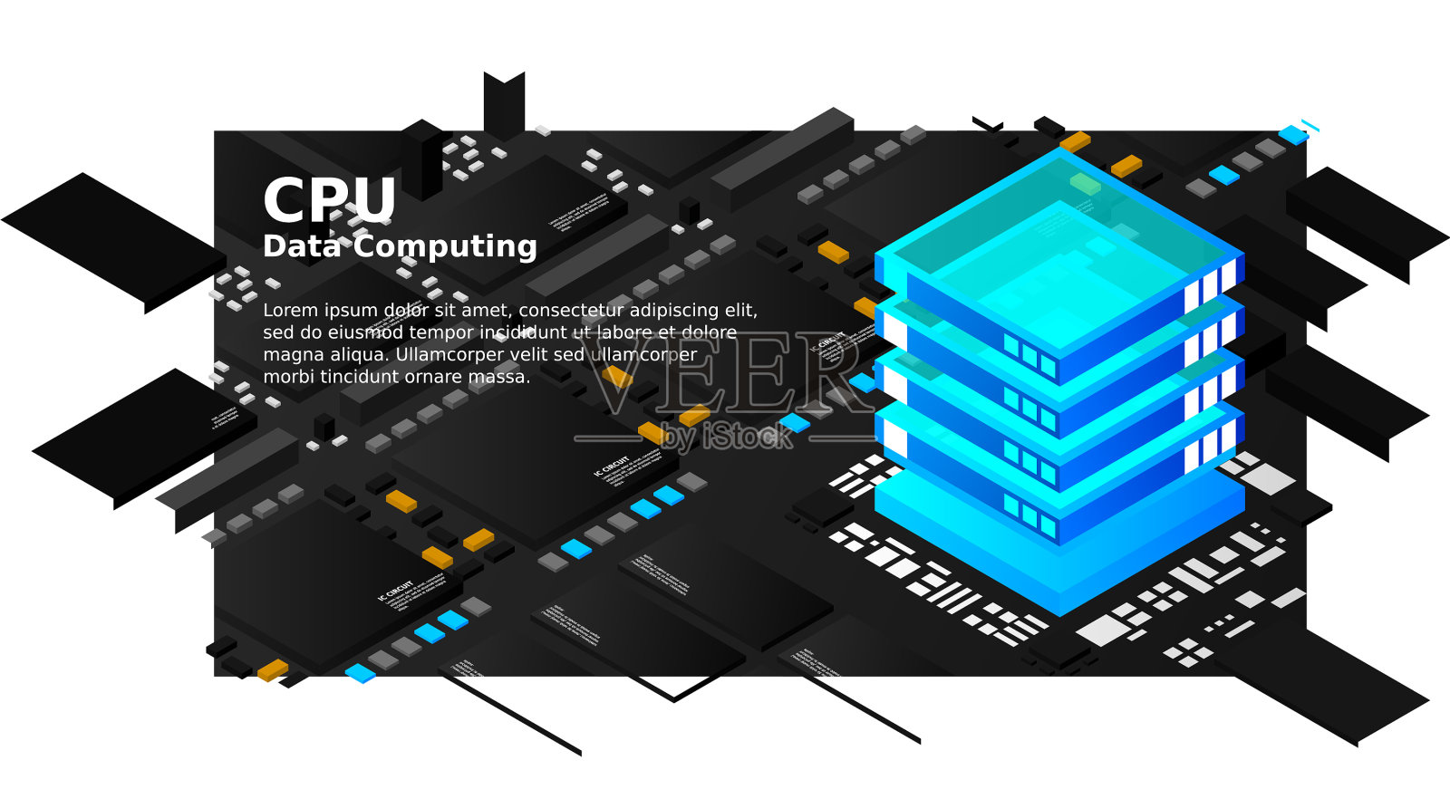 人工智能微芯片量子插画图片素材