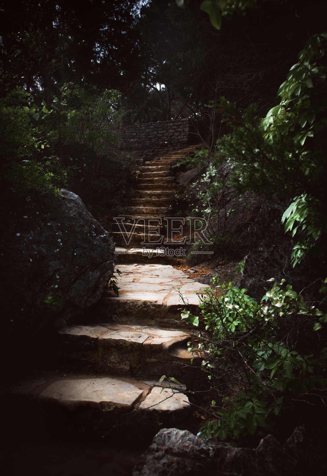 阳光明媚的石梯照片摄影图片