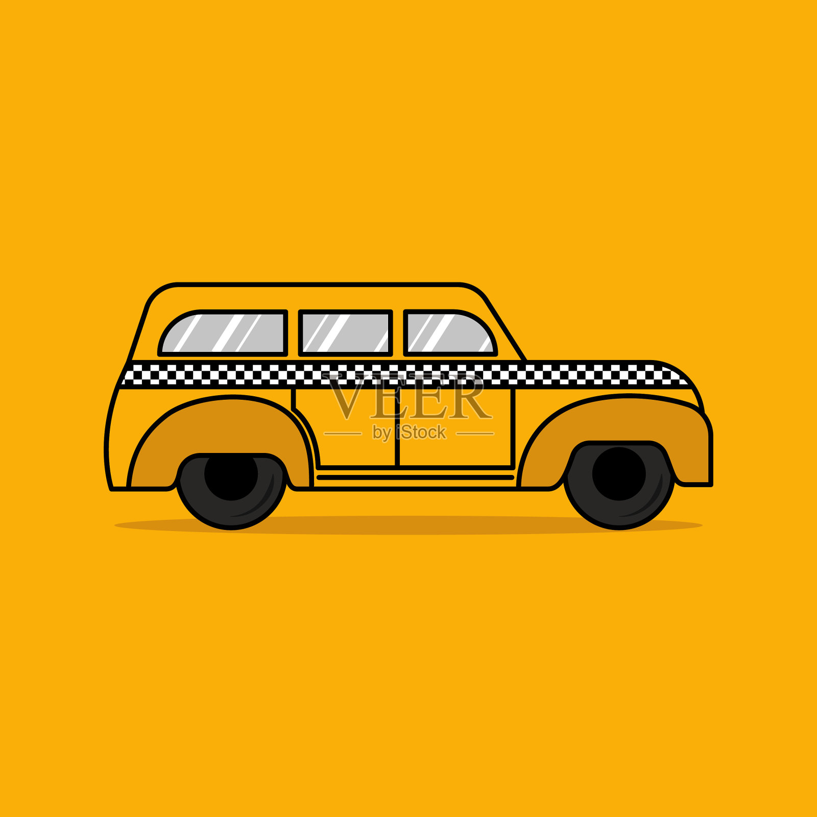 黄色旧出租车标志设计插画图片素材