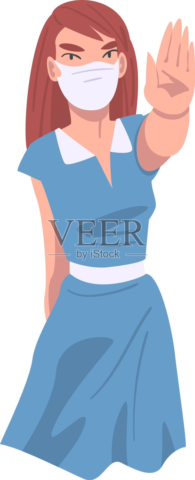 戴口罩的年轻女子阻止病毒传播设计元素图片