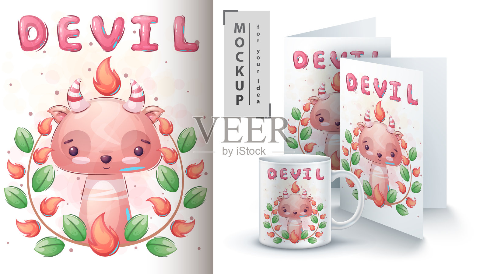 花的海报和商品的魔鬼插画图片素材