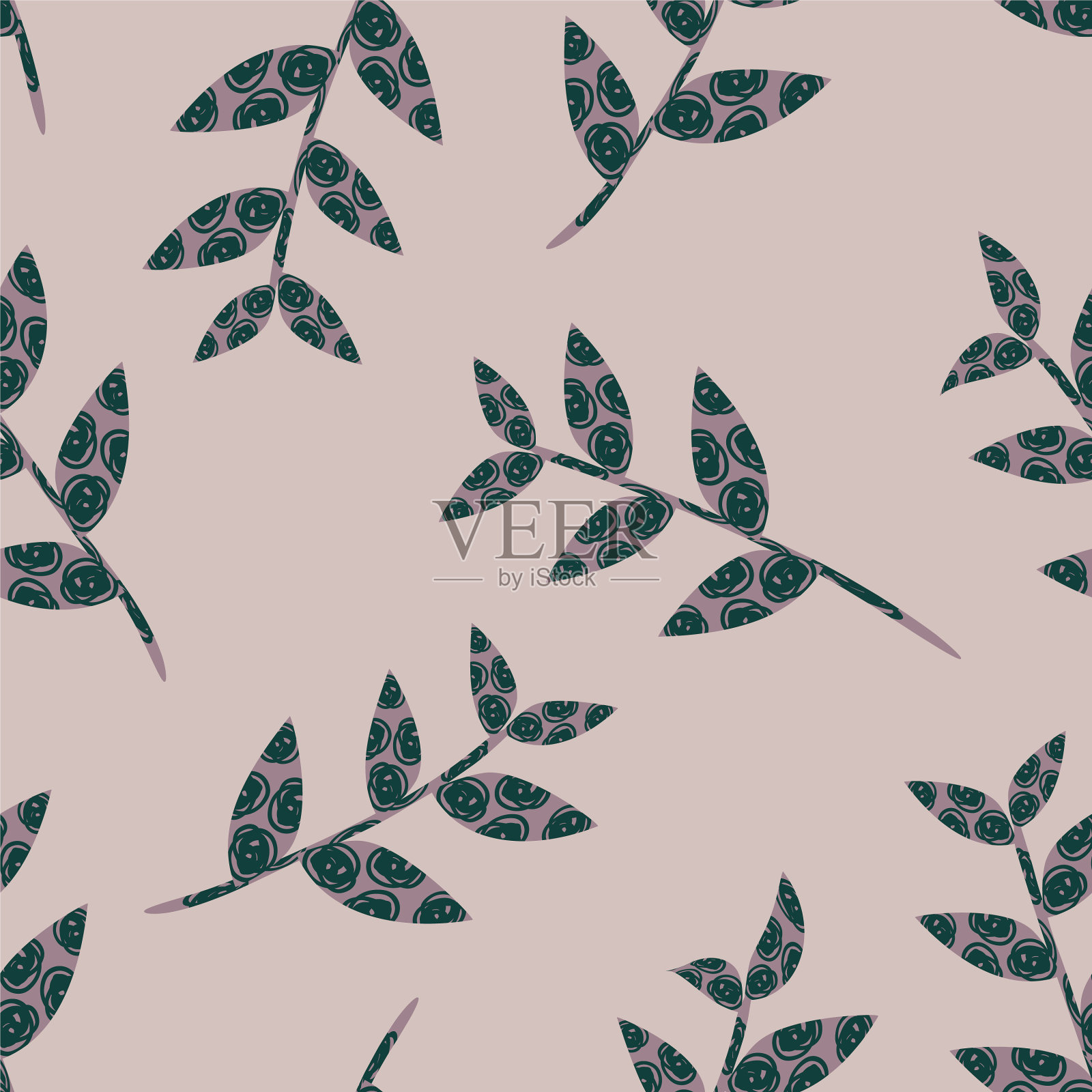 抽象茎潦草纹理的叶子插画图片素材