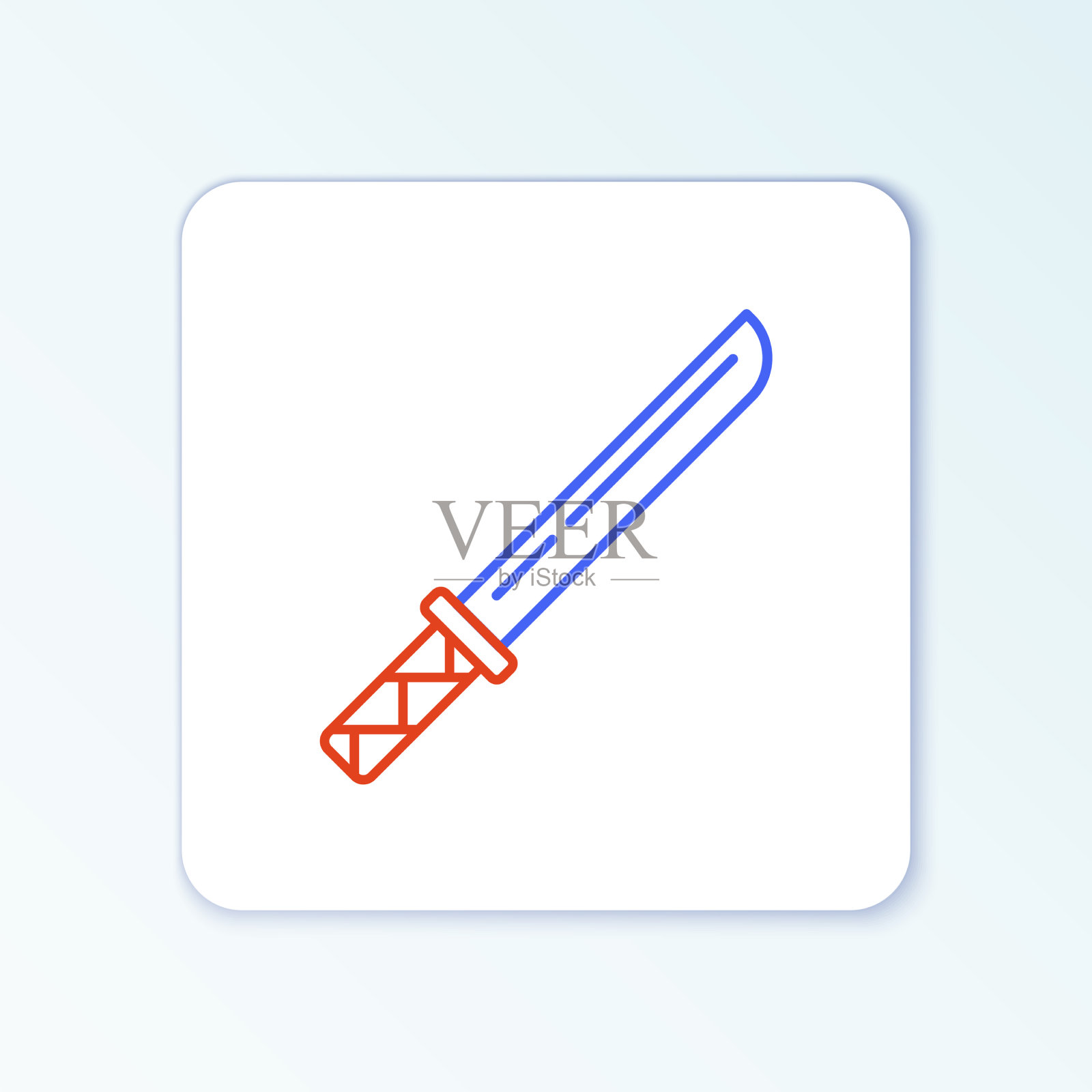 行传统日本武士像孤立上插画图片素材