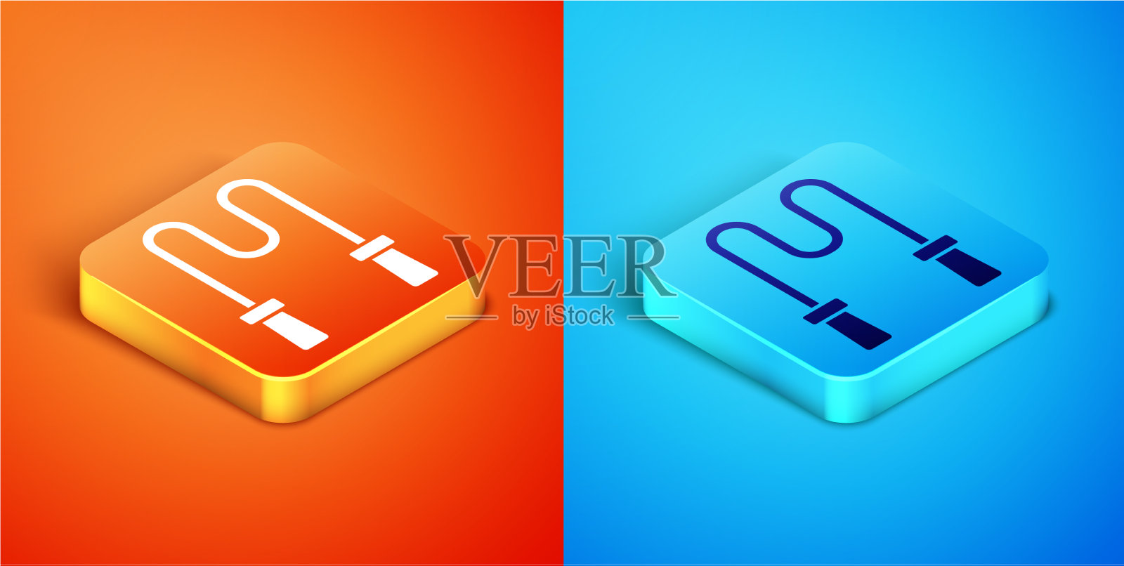 等距跳绳图标隔离在橙色和图标素材