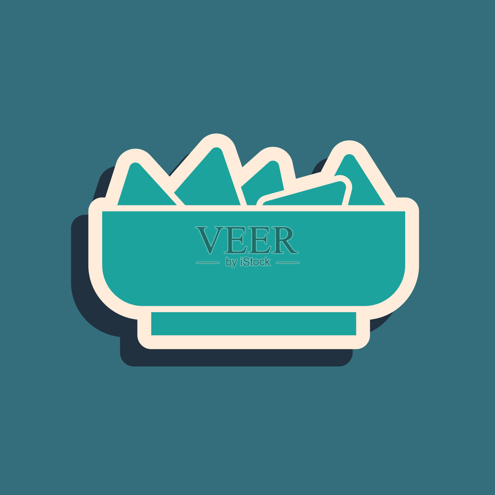 碗里的绿色玉米片图标孤立在绿色上插画图片素材