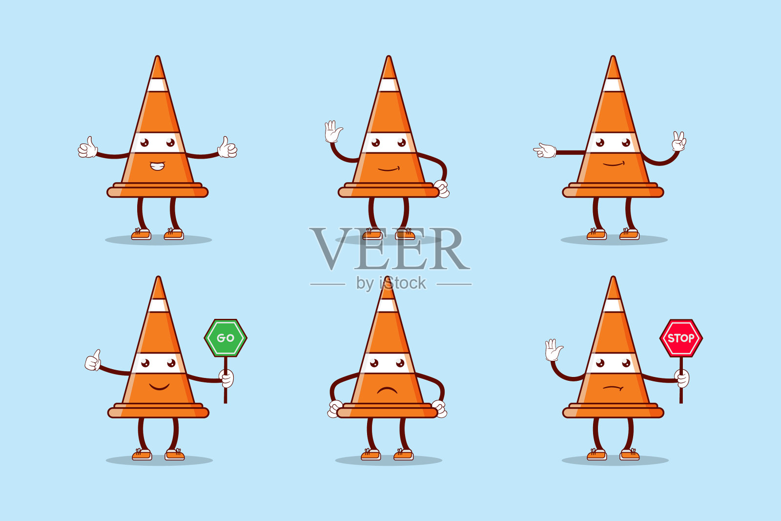 设置卡通交通锥人物图标素材