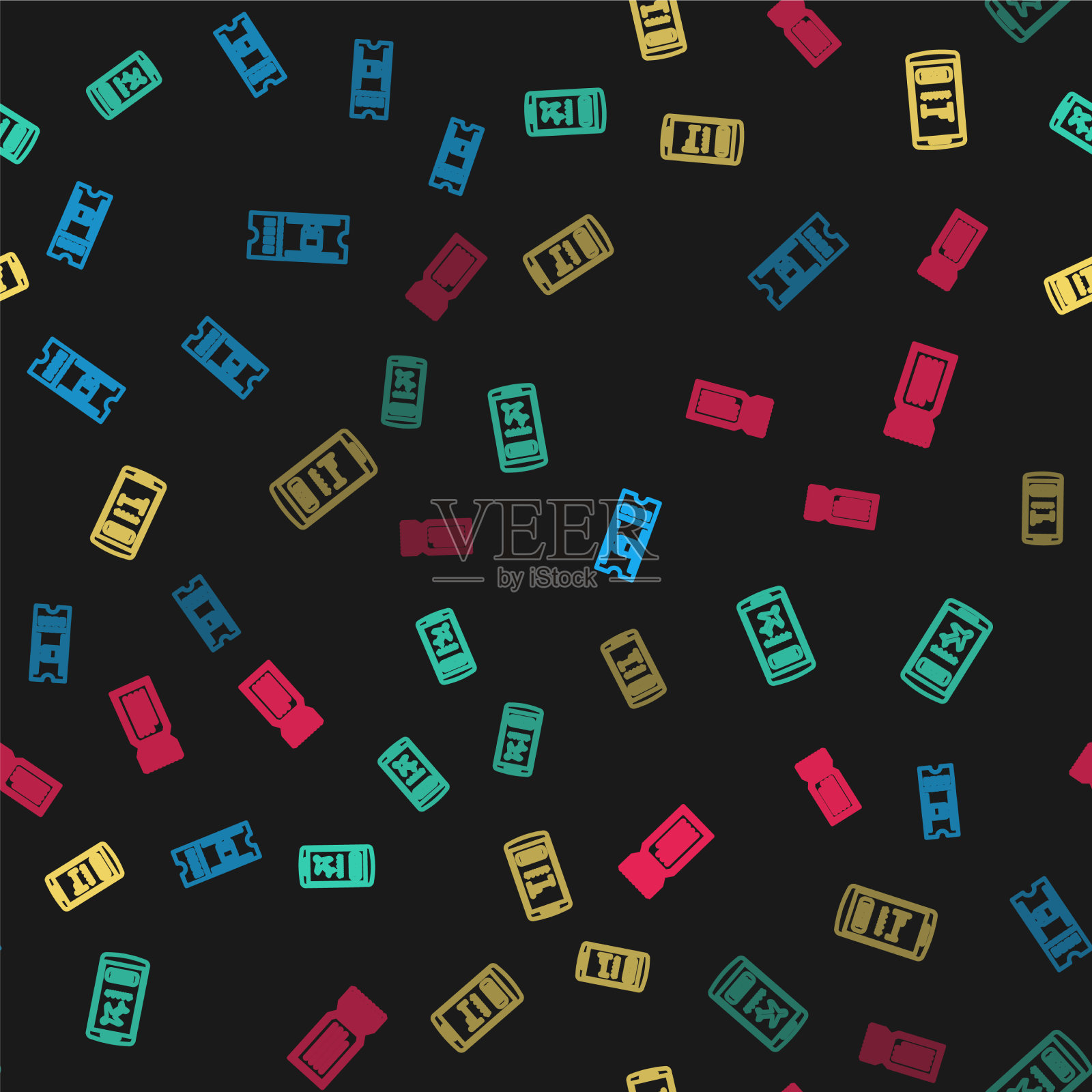 设有移动线路公交车票和在线酒店图标素材