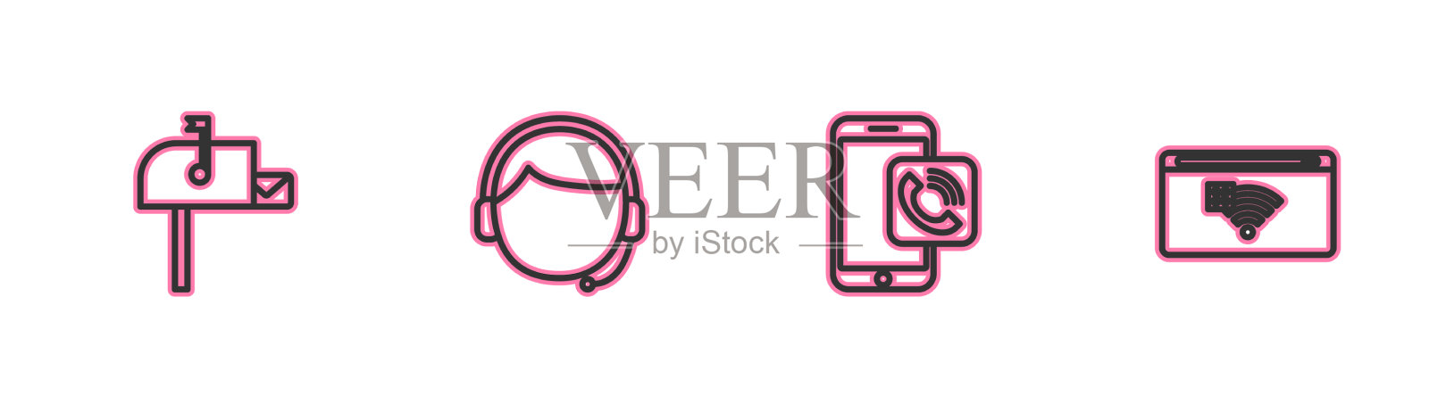 设线路开信箱手机话务员图标素材