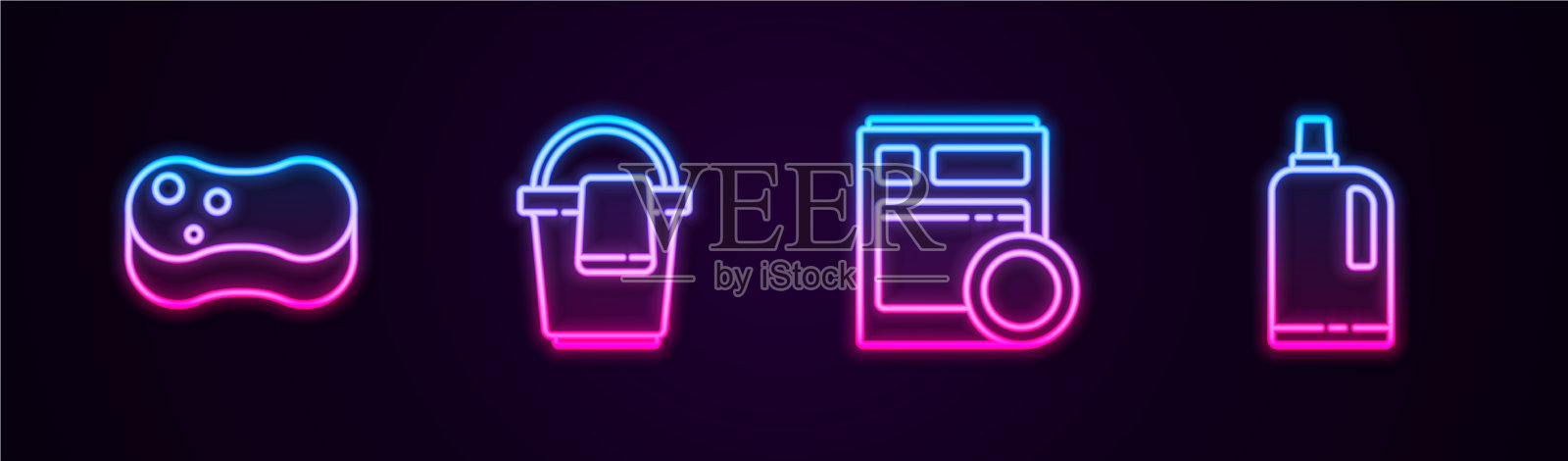 用抹布厨房装上海绵桶图标素材