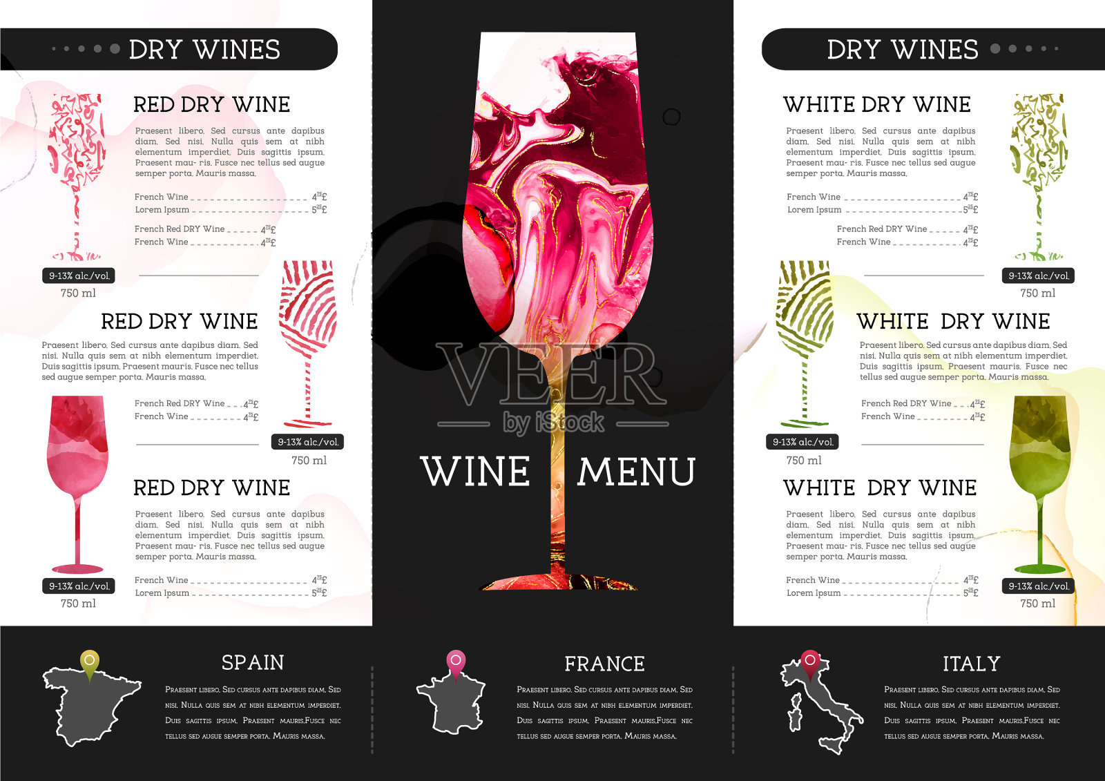 酒单设计以酒墨质感为主插画图片素材