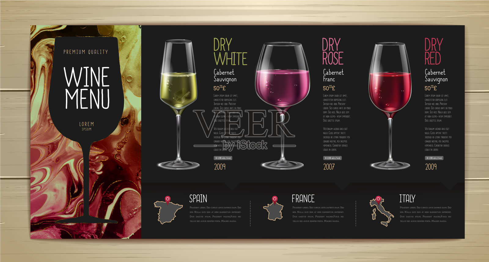 酒单设计以酒墨质感为主插画图片素材