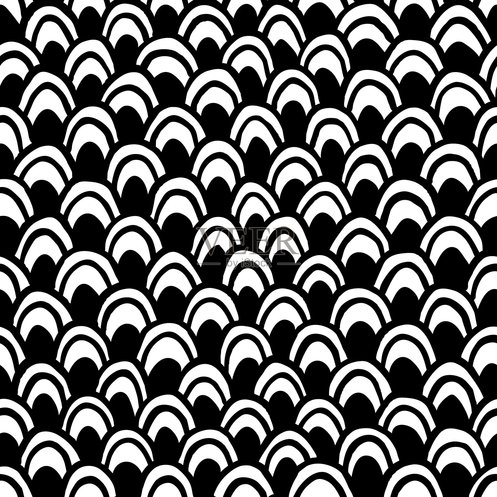 手绘鳞片无缝图案比例或插画图片素材