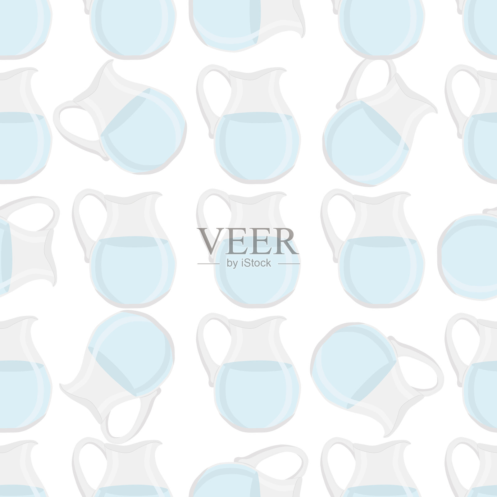 上主题彩色套用同类型玻璃水壶插画图片素材