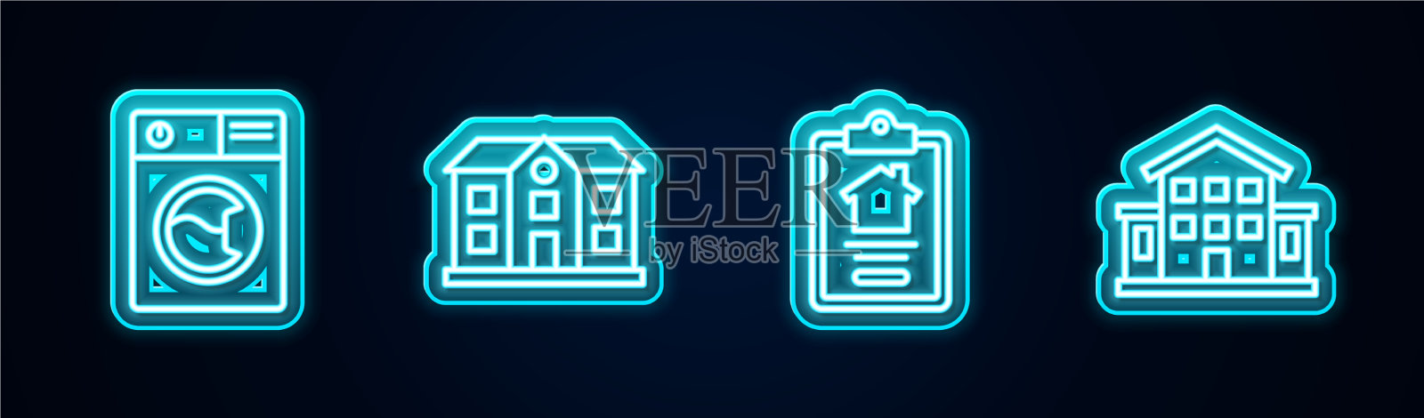 套线洗衣机房合同和发光图标素材