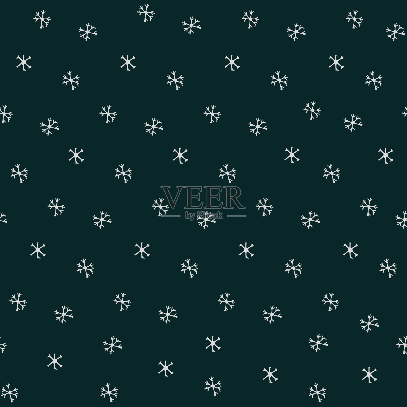 雪花简单无缝图案速写插画图片素材