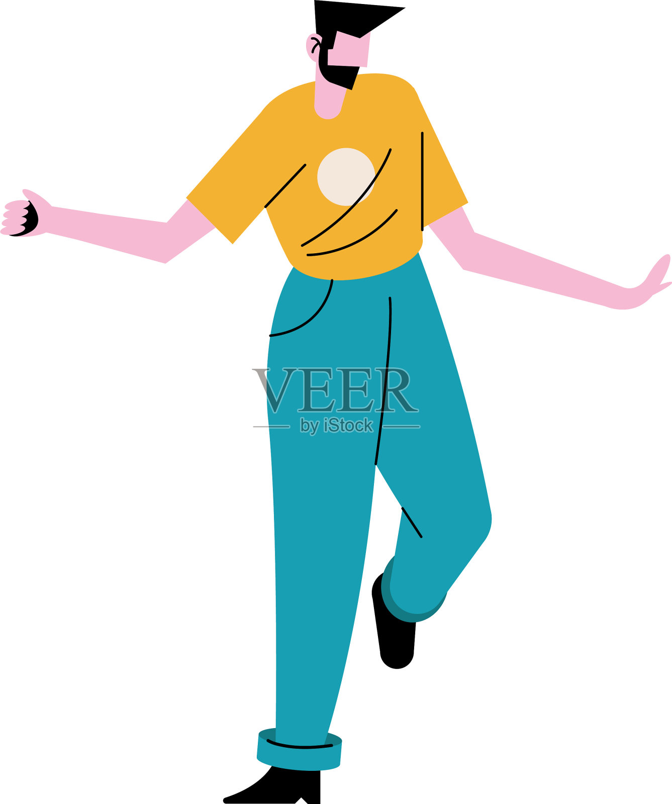 快乐的年轻人有胡子的化身设计元素图片