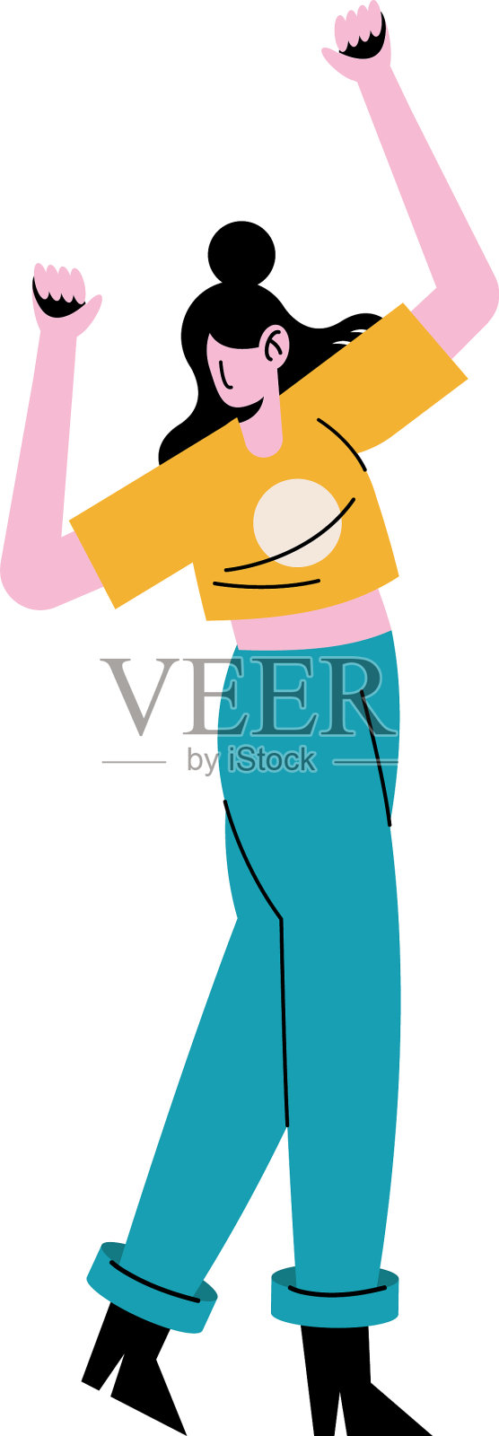 身穿黄色衬衫的年轻女子设计元素图片