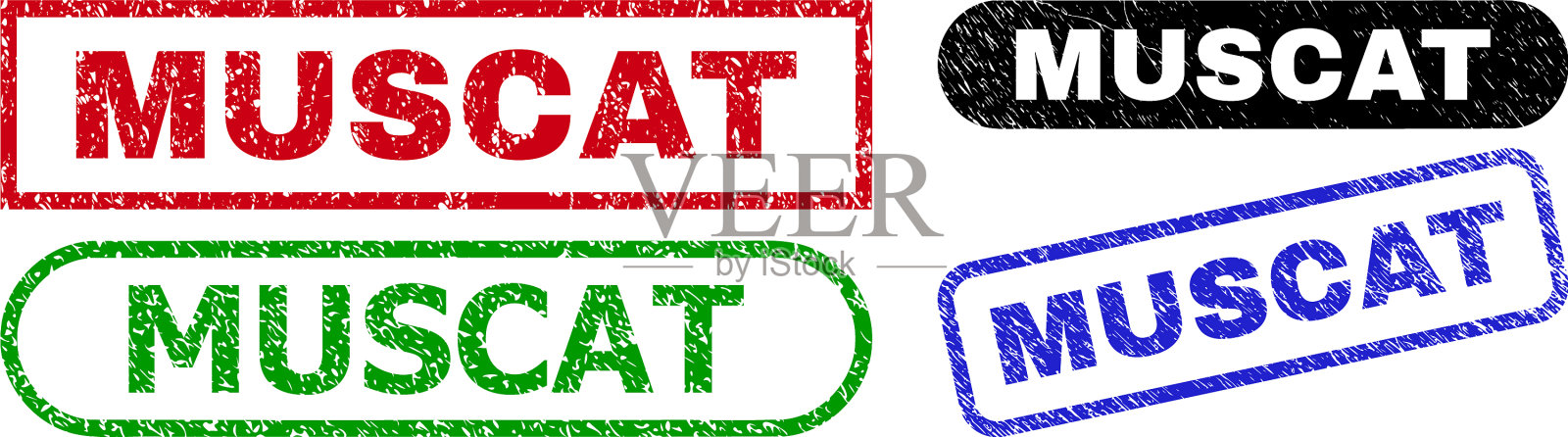 马斯喀特矩形水印使用刮花风格插画图片素材