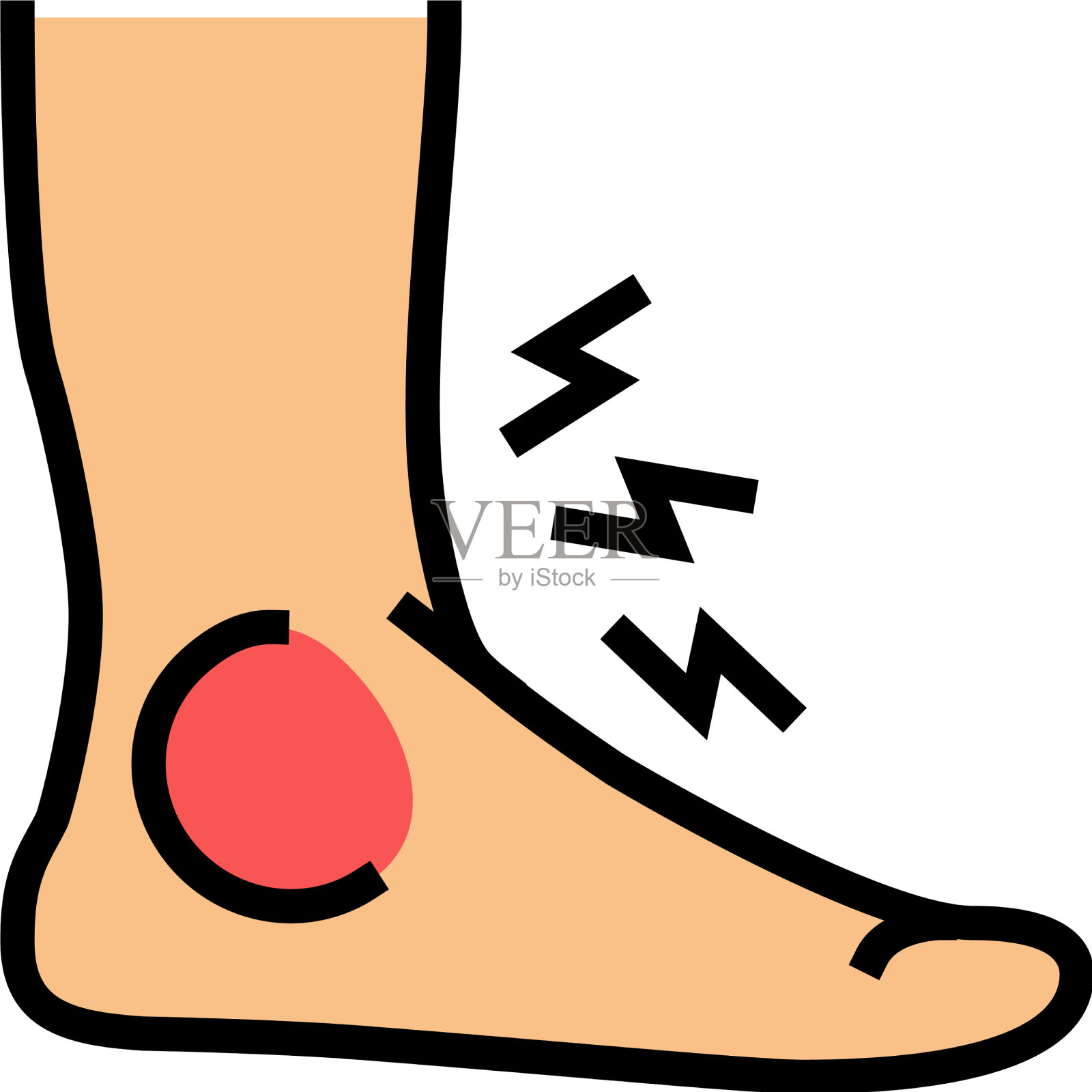 脚痛风疼痛症状颜色图标设计元素图片