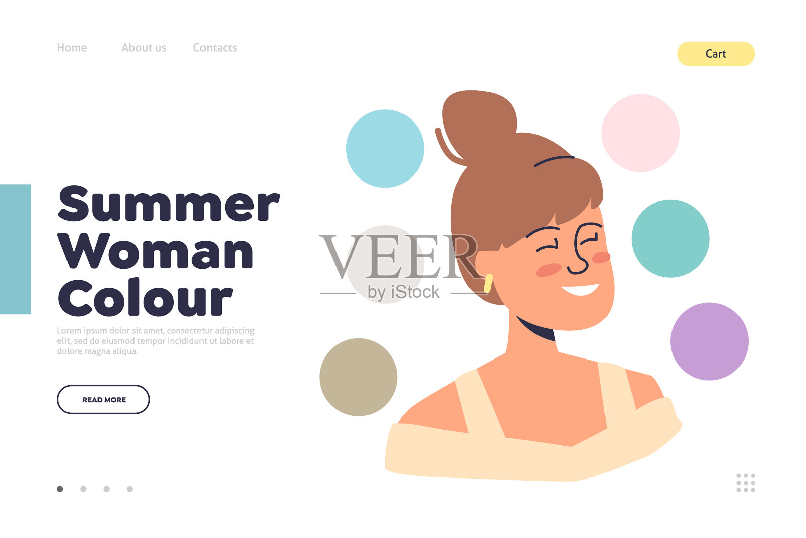 夏季女人颜色类型模板登陆页面插画图片素材