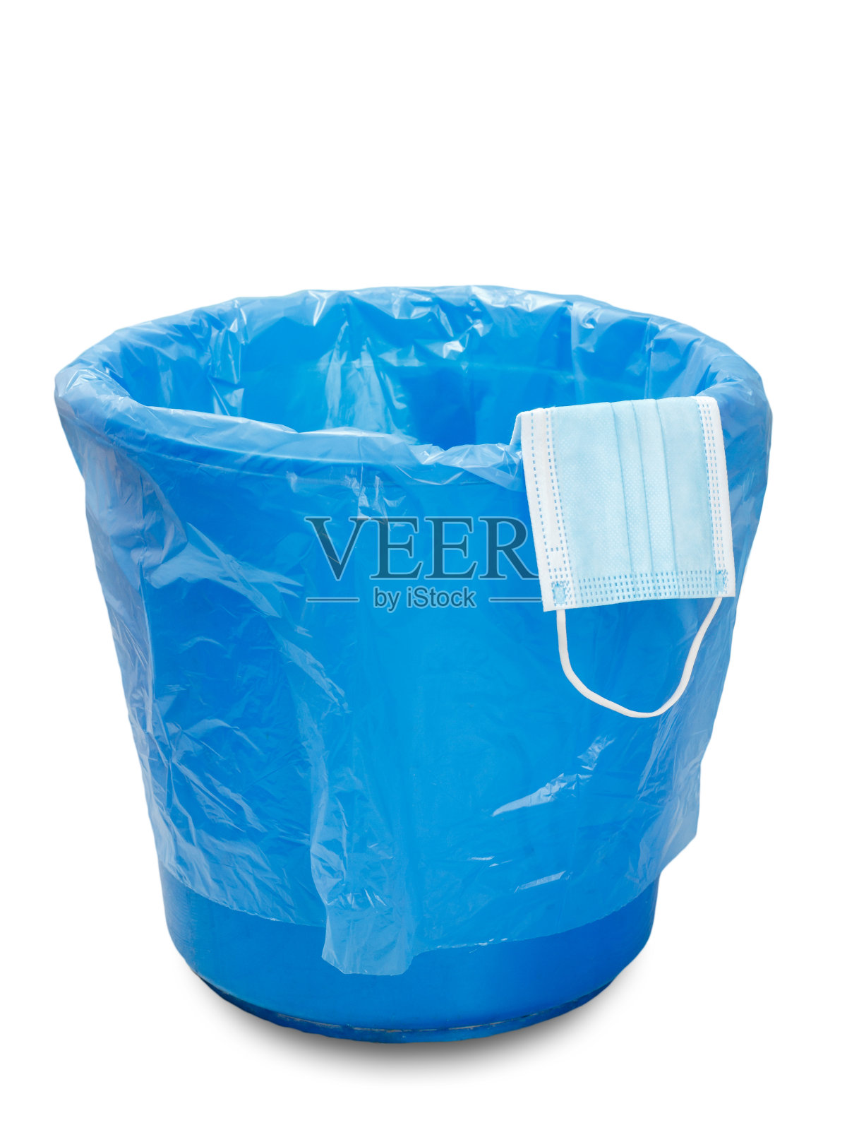 利用个人保护手段的垃圾桶。照片摄影图片