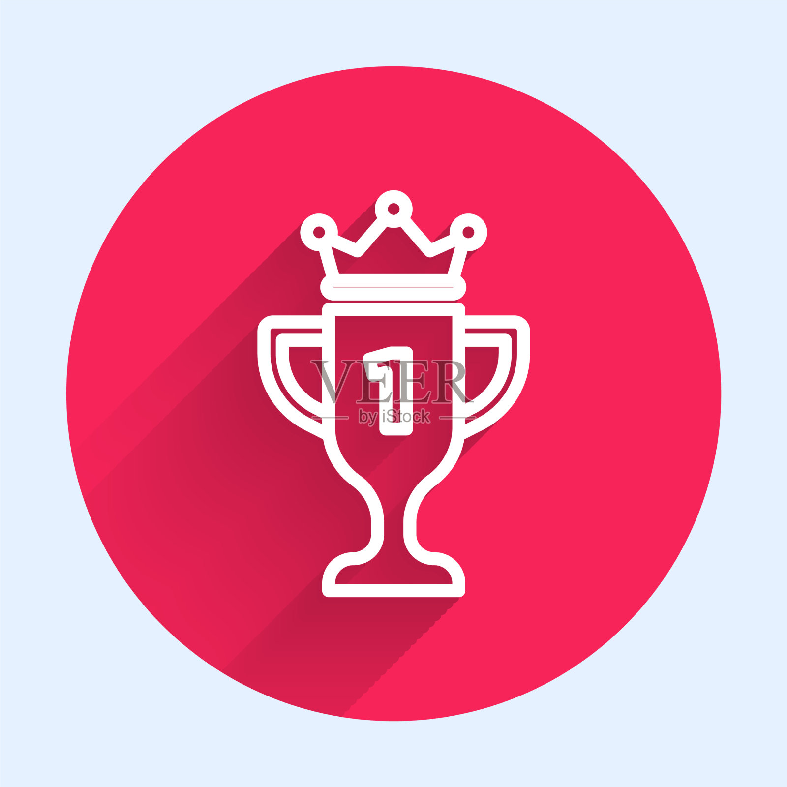 白线奖杯图标孤立与长插画图片素材