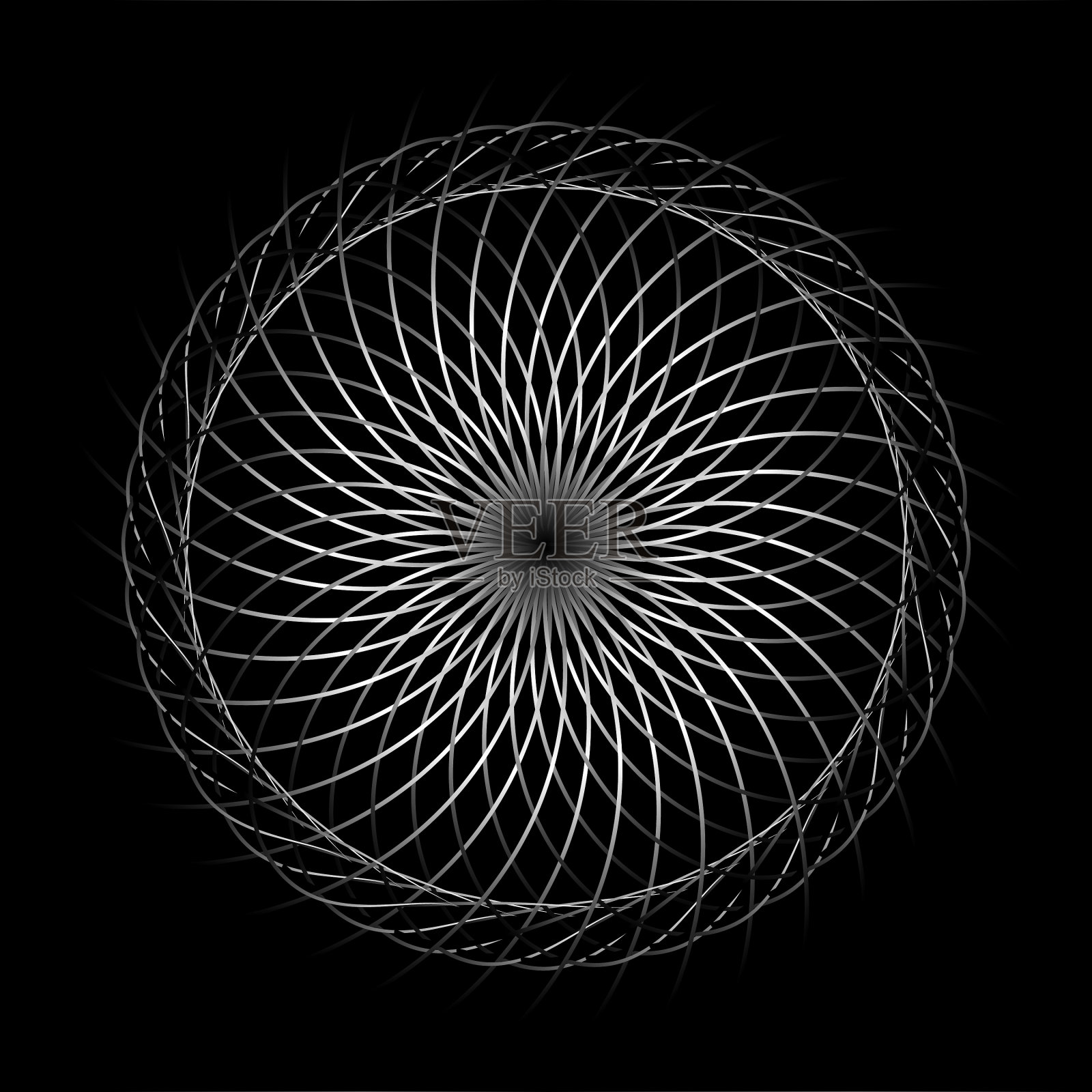 美丽的圆形图案白色上的黑色插画图片素材